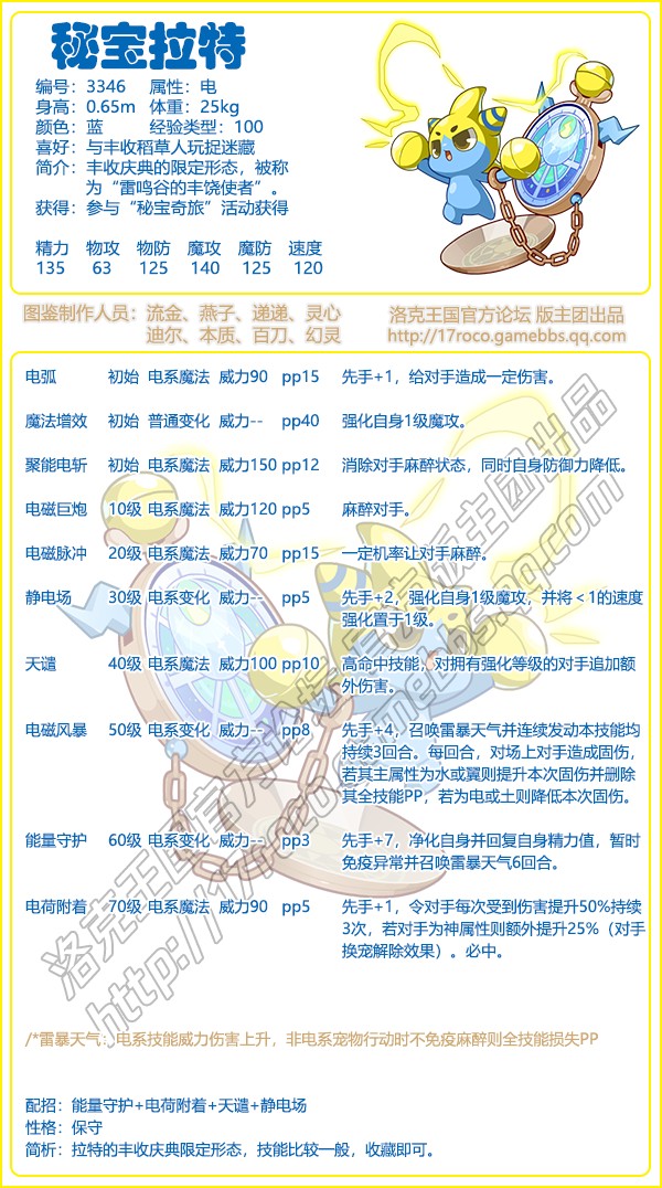 洛克王国秘宝拉特技能搭配_洛克王国秘宝拉特技能搭配图