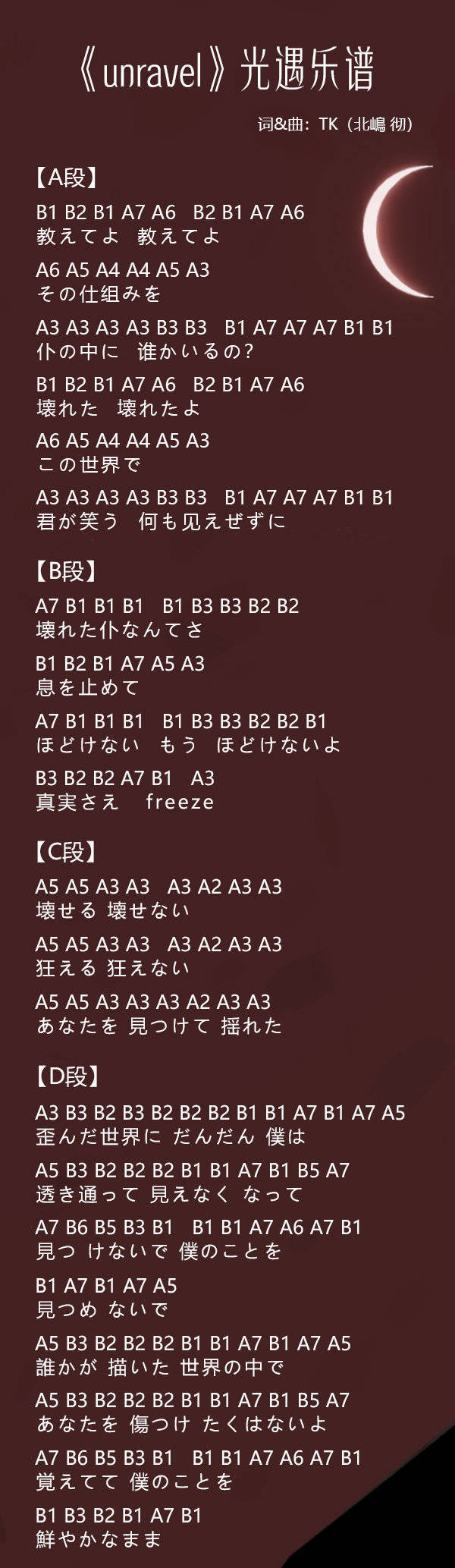 光遇东京喰种主题曲乐谱分享1